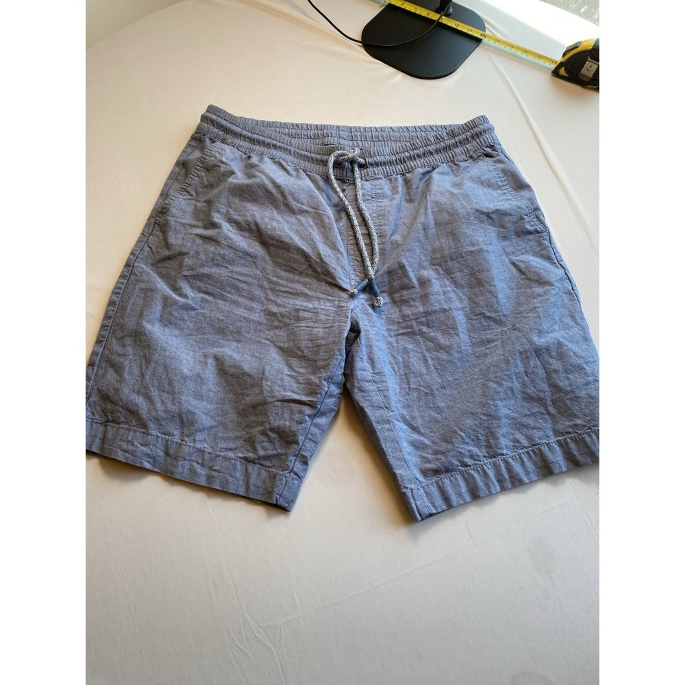 Silverlake Men's Drawstring Shorts Size 36 Blue Chambray Cotton Elastic Waist